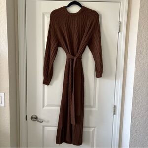 Elegant & Cozy Chocolate Knit Sweater Dress (Size M)